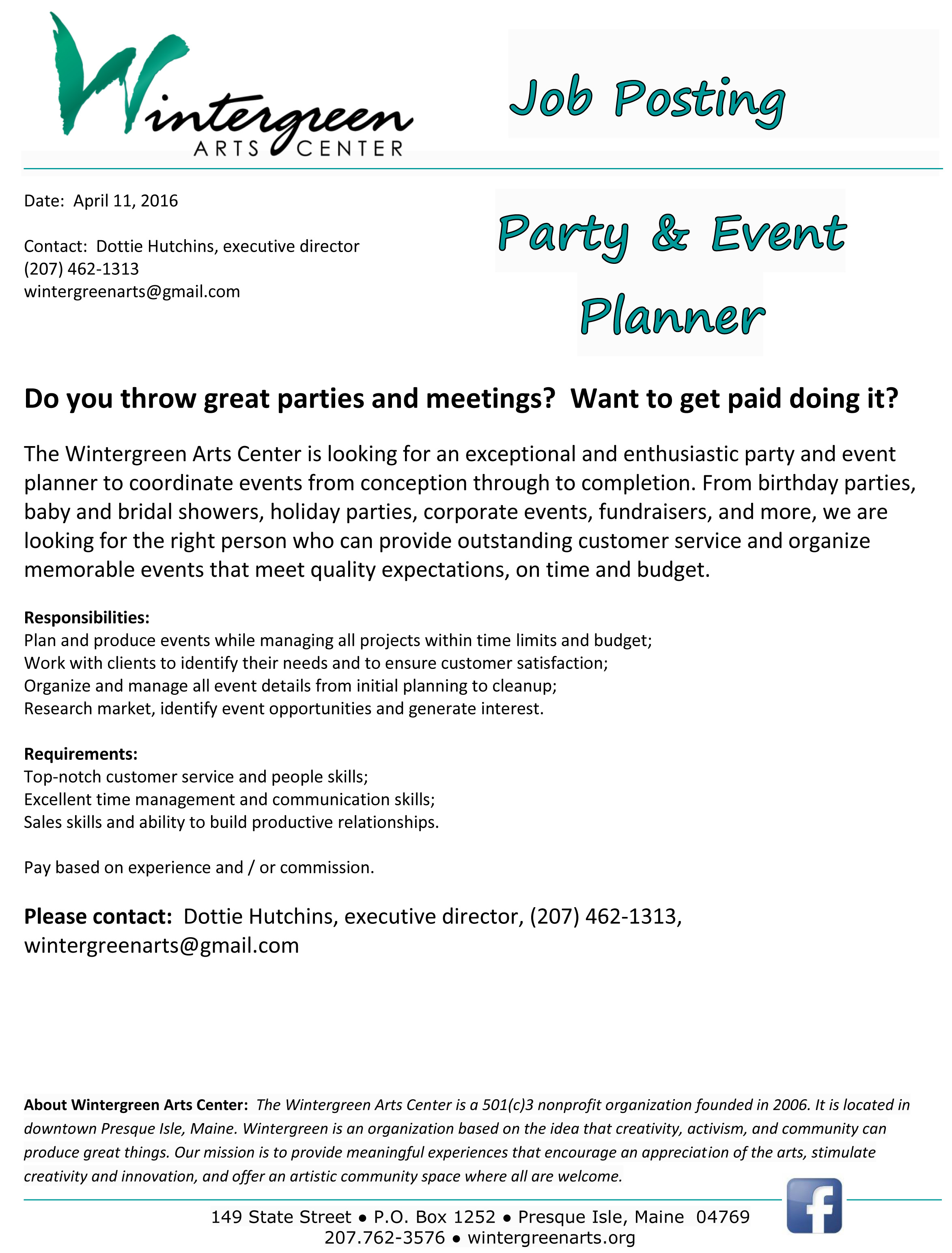 party planner assistant jobs